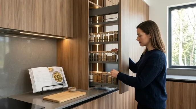 Organización interna premium en cocina integral a medida fabricada en Bogotá